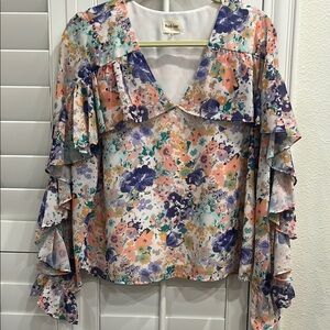 Floral Ruffle Sleeve Top by Madewell - Multicolor
